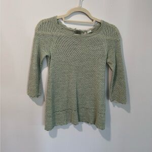 Anthropologie beautiful light green ruffle hem sweater